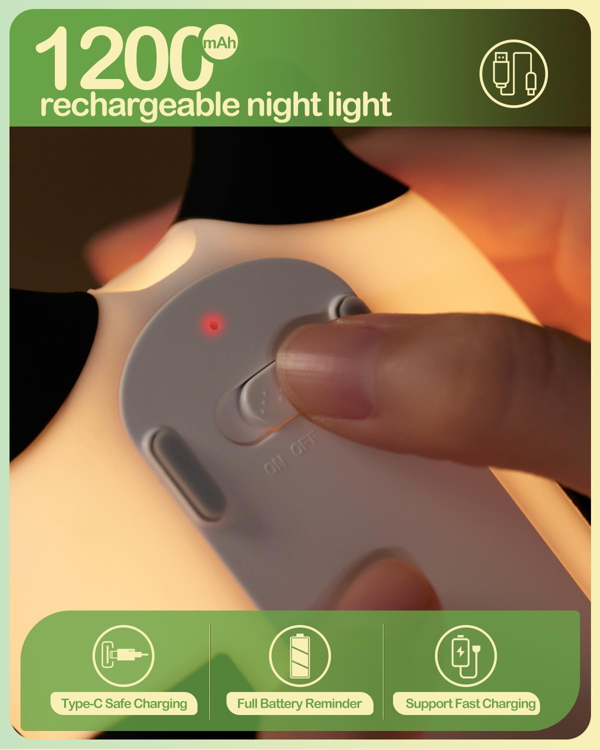 One94Store Kids Sleeping Panda Night Light Touch Silicone Animal Night Lamp | Rechargeable LED Bedside Lamp for Children's Bedroom | Ideal Gift for Boys, Girls, Toddlers, and Nursery
