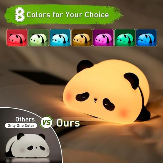 One94Store Kids Sleeping Panda Night Light Touch Silicone Animal Night Lamp | Rechargeable LED Bedside Lamp for Children's Bedroom | Ideal Gift for Boys, Girls, Toddlers, and Nursery