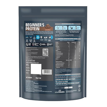 MuscleBlaze Beginner's Whey Protein, No Added Sugar, Faster Muscle Recovery & Improved Strength (Chocolate, 500 g / 1.1 lb)