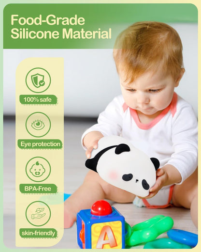 One94Store Kids Sleeping Panda Night Light Touch Silicone Animal Night Lamp | Rechargeable LED Bedside Lamp for Children's Bedroom | Ideal Gift for Boys, Girls, Toddlers, and Nursery